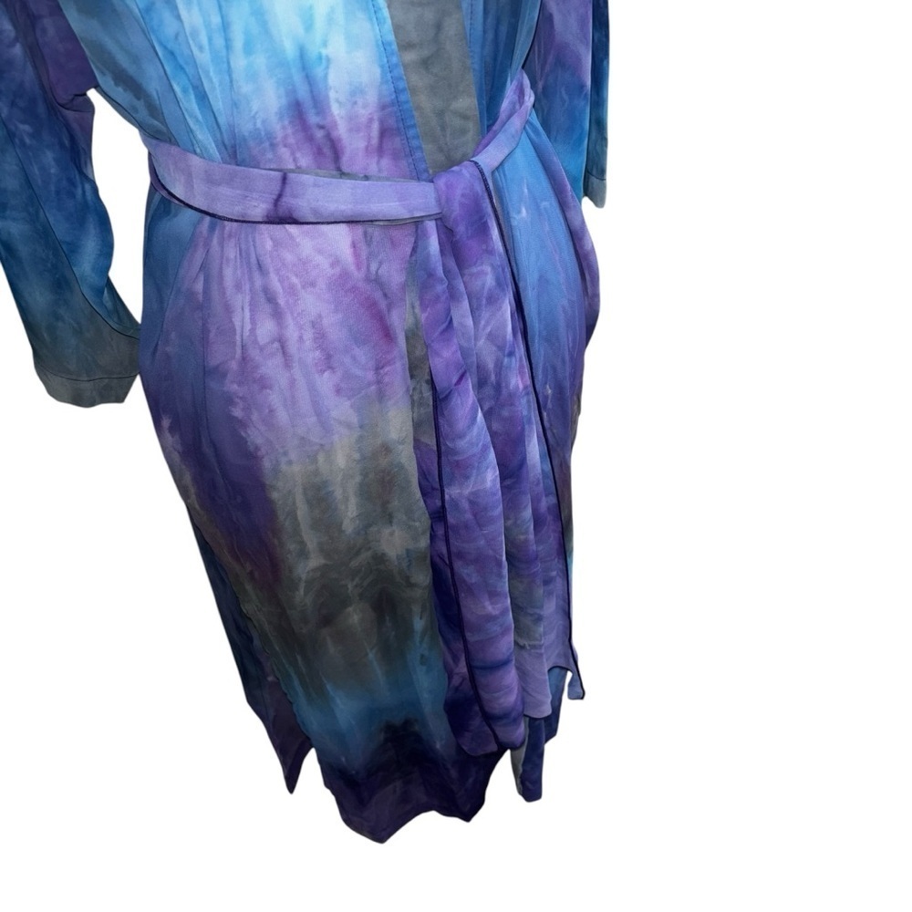 A Touch of Class Women's S / M Vintage Robe Kimono 1980's Tie-Dye Sheer Belted View 3